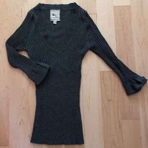 Pink Rose: Charcoal Grey Tight Ribbed Sweater